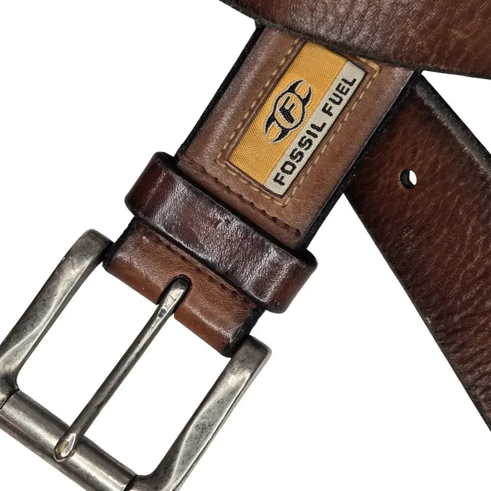 Fossil Fuel Distressed Brown Leather Unisex Belt size M Brown Vintage Style